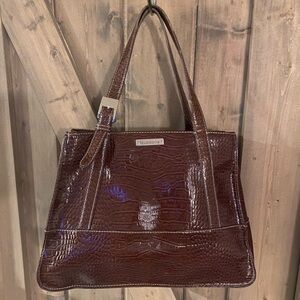 LIZ CLAIBORNE Embossed
Faux Croc Brown Purse Tote
Shoulder Bag Sz L 14x10x5
EUC